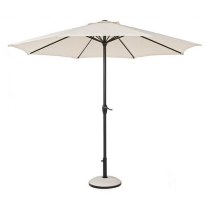 Parasol de jardin rond avec mât central en aluminium, toile beige 3m