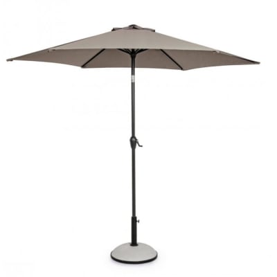 Grand parasol rond avec mât central aluminium,toile tourterelle 2,7m
