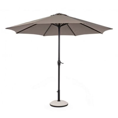Grand parasol rond avec mât en aluminium, toile gris tourterelle 3m