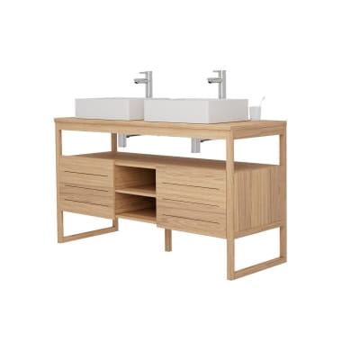 Ensemble meuble double vasque  140 cm + vasques + robinets
