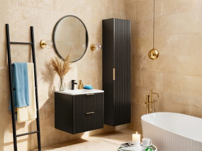 Ensemble salle de bain mdf noir