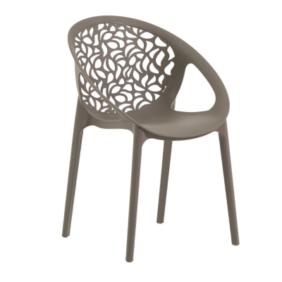 Lot de 6 chaises empilables en polypropylène renforcé taupe