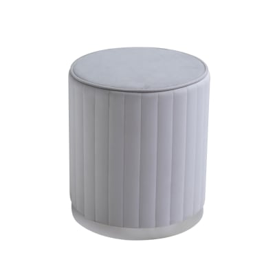 Pouf velours gris clair base chromée dia. 36cm