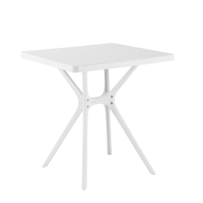 Table de jardin carrée 70x70 cm en polypropylène renforcé blanc
