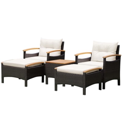Ensemble de mobilier de patio 5 pièces en bois d'acacia rotin