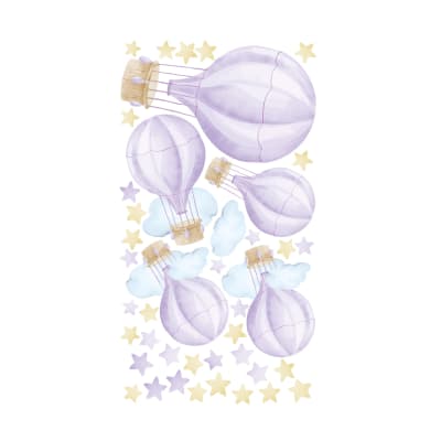 Stickers décoratifs petites montgolfières lilas
