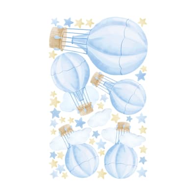 Stickers décoratifs grandes montgolfières bleues