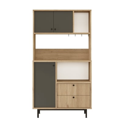 Buffet cuisine 3 portes - h161,2 cm - chêne et gris