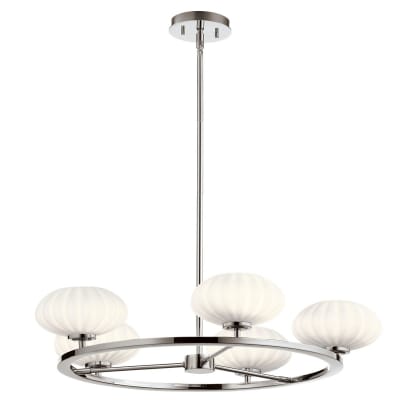 Lustre en acier et verre opale satiné finition chrome poli