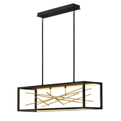 Lustre linéaire en acier finition noir et doré