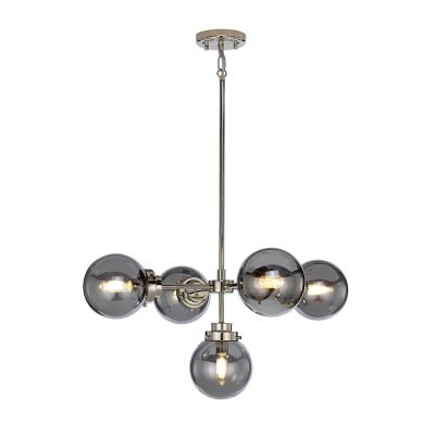 Lustre en acier et verre miroir fumé finition nickel poli