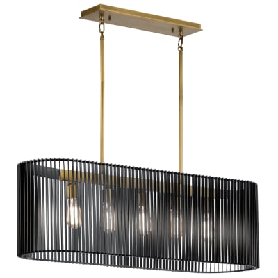 Lustre linéaire en acier finition noir et laiton naturel