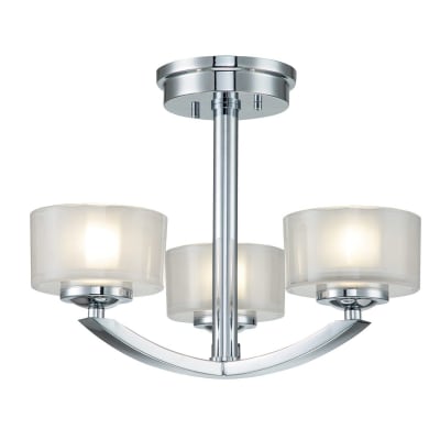 Semi-Plafonnier Métal et verre Chrome poli