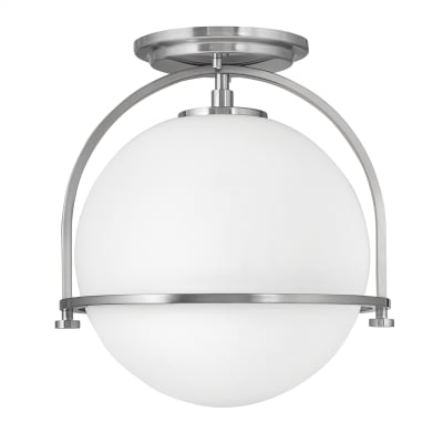 Plafonnier en acier et verre finition nickel brossé