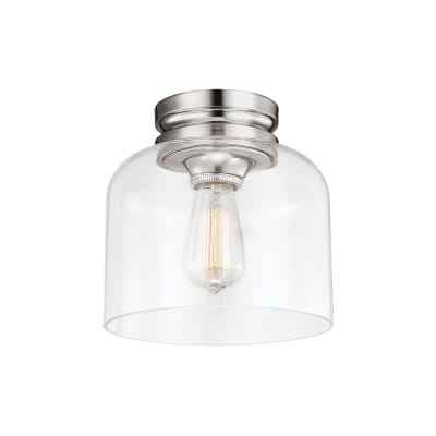Plafonnier acier et verre nickel poli