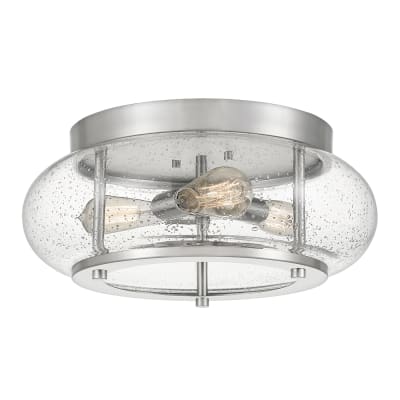 Plafonnier en métal et verre grainé fintion nickel brossé