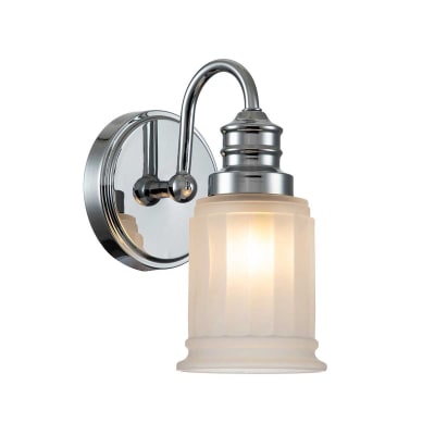 Applique murale en acier et verre finition chrome poli