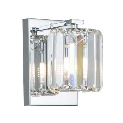 Applique murale en acier, cristal et en verre finition chrome poli