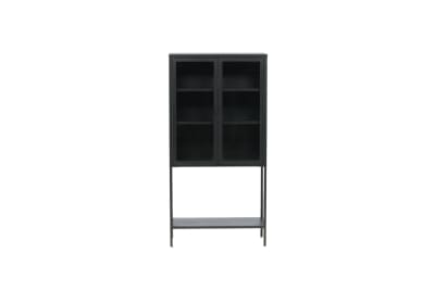 Buffet haut avec portes vitrées en métal 150cm MILTON métal + verre