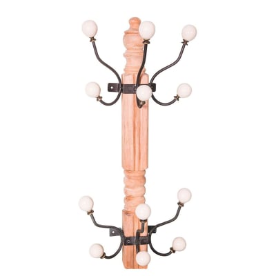 Portemanteau mural bois et métal 25x11x56cm