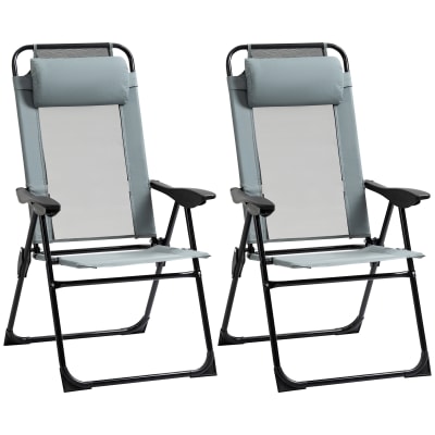 Chaise de jardin pliante dossier réglable 5 positions textilène gris