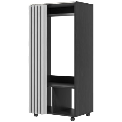 Armoire penderie mobile avec tringle et étagères polyester noir