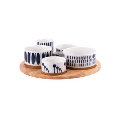 Service apéritif 6 pièces   bleu multicolore en porcelaine