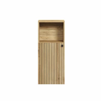 Rangement bas de salle de bain 1 porte l40 cm - chêne et noir