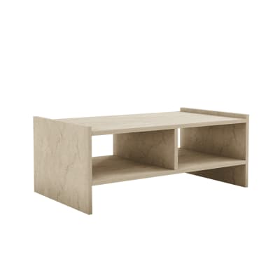 Table basse 2 niches ouvertes décor travertin l90 cm