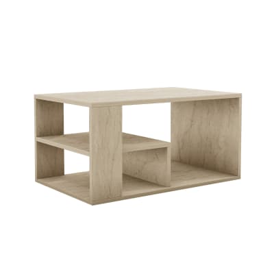 Table basse avec étagères décor travertin l80 cm