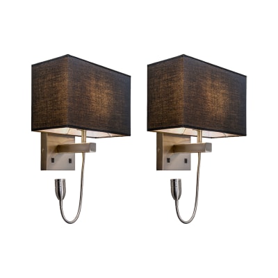 Lot de 2 appliques acier abat-jour bras lecture led