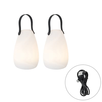 Lot de 2 lampes table blanches RGBW rechargeables IP54