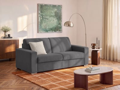 Canapé convertible velours 3 places gris anthracite}