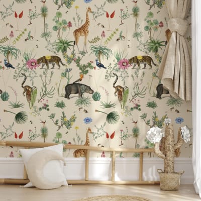 Papier peint panoramique Bestiaire Botanique Motif