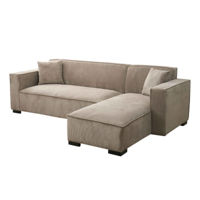 Canapé d'angle droit 3 places droite taupe l 247 cm