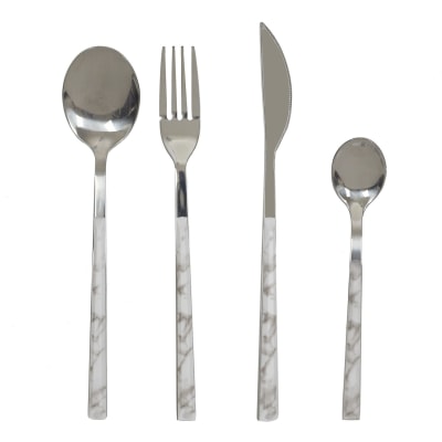 Lot de 3 ménagères 48 couverts blanc et noir