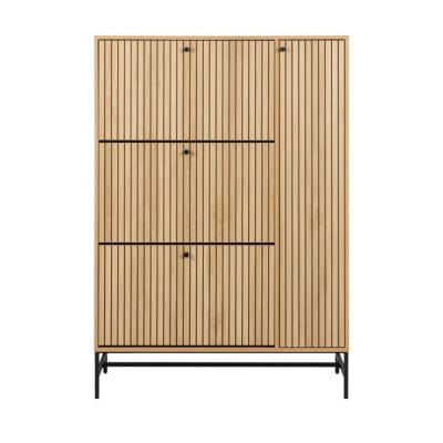 Meuble à chaussures 4 portes en bois et métal l98,7cm - bois clair