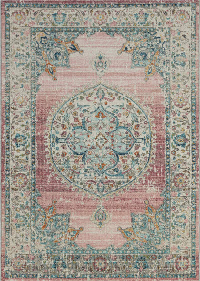 Tapis moderne intérieur extérieur, rose, 120 x 170 cm