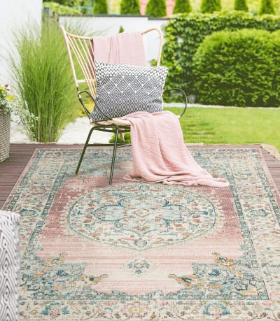 Tapis moderne intérieur extérieur, rose, 80 x 150 cm