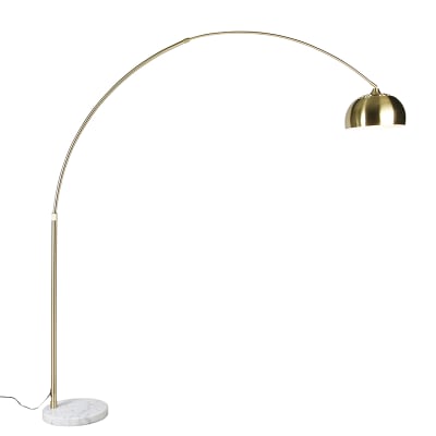 Lampe arc laiton base ajustable marbre blanc