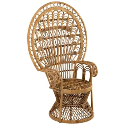 Fauteuil en rotin et bambou marron 75x50x144h