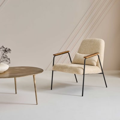 Fauteuil en tissu couleur lin