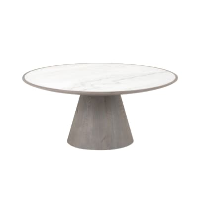 Table basse en chêne et marbre L80 cm