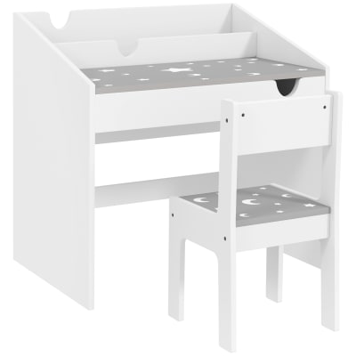 Ensemble bureau et chaise pour enfant tiroir coulissant gris