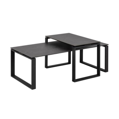 Set de  tables basses rectangulaires en céramique et métal