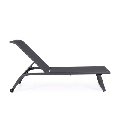 Lot de 2 bains de soleil inclinables en aluminium et tissu anthracite