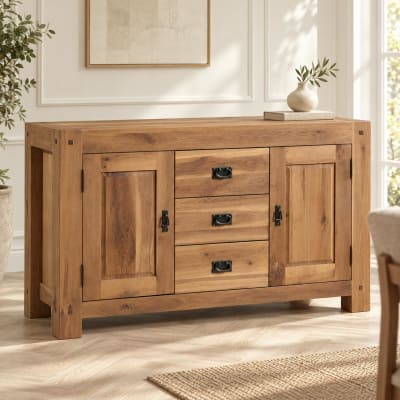 Buffet en chêne massif 2 portes 3 tiroirs 150cm