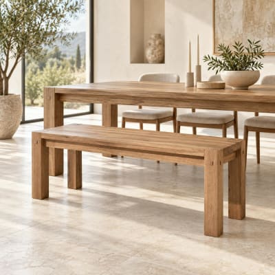 Banc de table en chêne massif 123cm