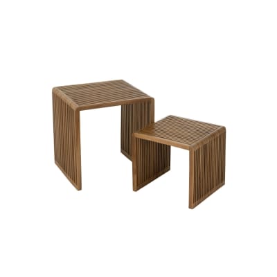 Set de  tables basses gigognes carrées en teck recyclé l50 marron