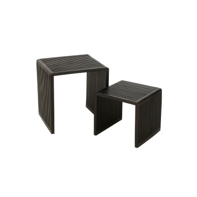 Set de  tables basses gigognes carrées en teck recyclé l50 noir
